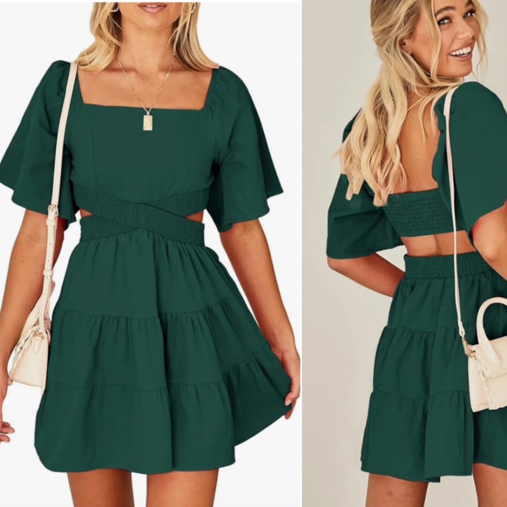 Shy Velvet Women's Summer Dress  Short Sleeves Crossover Waist Casual